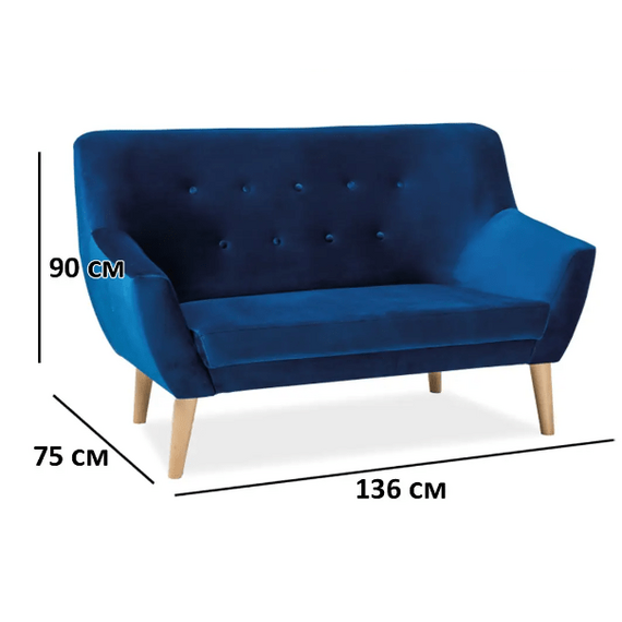 Диван SIGNAL NORDIC 2 Velvet Bluvel 86 темно-синий/бук, изображение 3