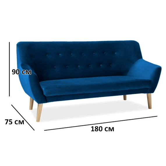 Диван SIGNAL NORDIC 3 Velvet Bluvel 86 темно-синий/бук, изображение 3