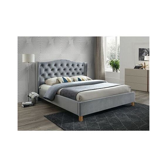 Кровать ASPEN Velvet Bluvel 14 серый/дуб 180/200