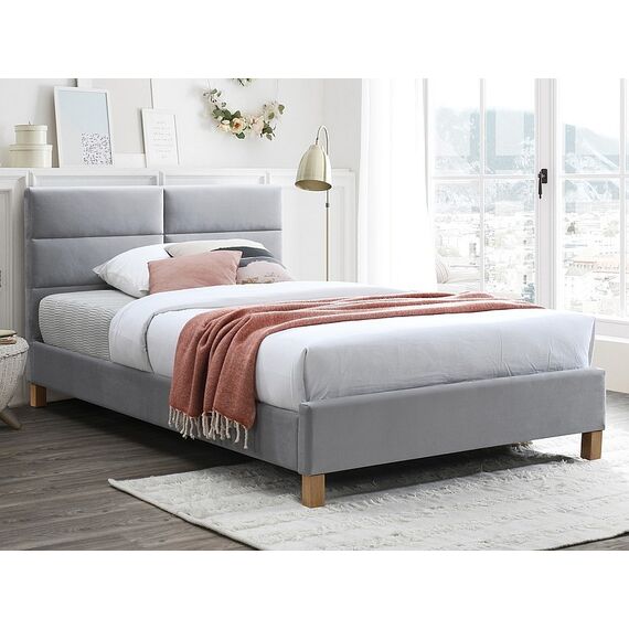 Кровать SIERRA Velvet Bluvel 03 светло-серый/дуб 120/200