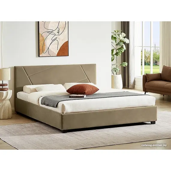 Кровать COLUMBIA Velvet Bluvel 28 бежевый, 160/200