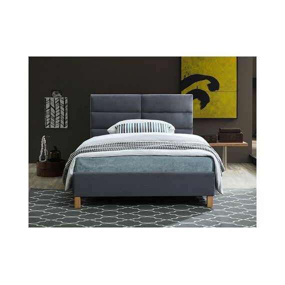 Кровать SIERRA Velvet tap. 150 серый/дуб, 90/200