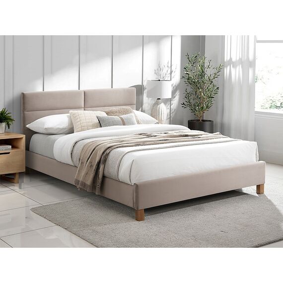 Кровать SIERRA Velvet Bluvel 28 бежевый/дуб, 140/200