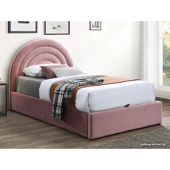 Кровать POLLY Velvet Bluvel 52 античный розовый, 120/200