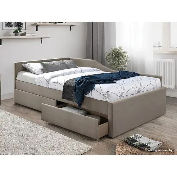 Кровать ELIOT Velvet tap. 228 бежевый, 120/200