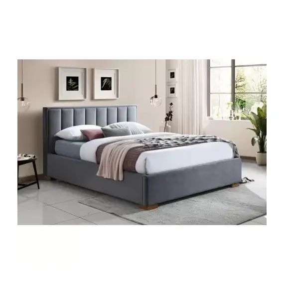 Кровать MARANI Velvet Bluvel 14 серый/дуб 160/200