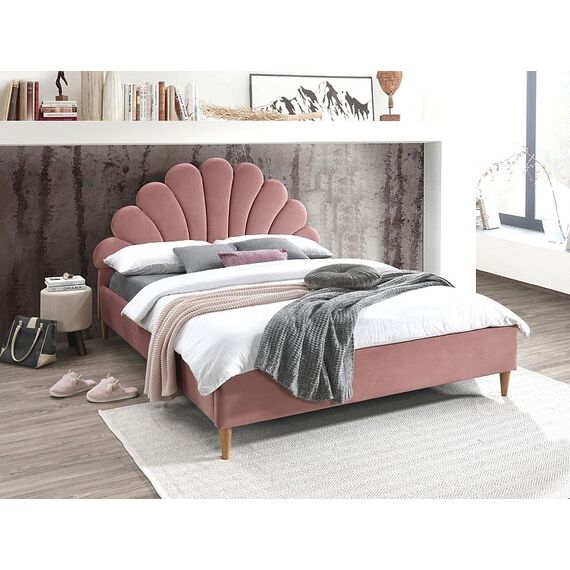 Кровать SANTANA Velvet Bluvel 52 античный розовый/дуб 160/200