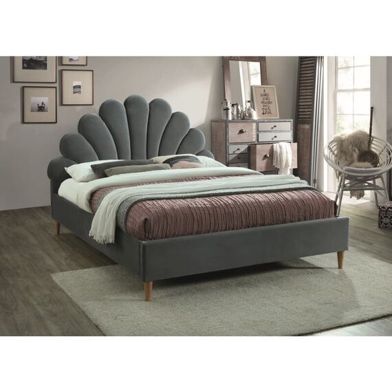 Кровать SANTANA Velvet Bluvel 14 серый/дуб 160/200
