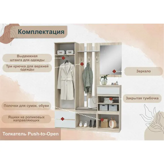 Прихожая Лори (дуб серый/белый), изображение 2