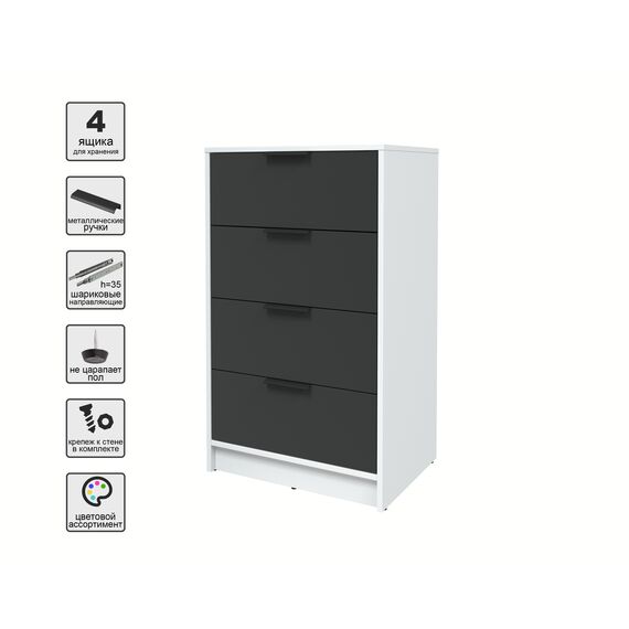 Комод КТ-К60 Концепт (белый/антрацит), изображение 3