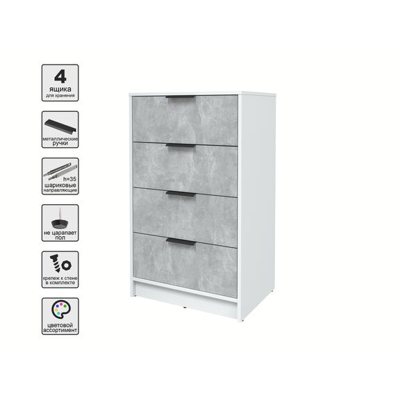 Комод КТ-К60 Концепт (белый/бетон), изображение 3