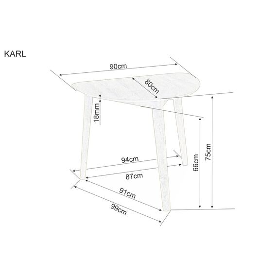 Стол обеденный SIGNAL KARL дуб/дуб 90/80/75, изображение 2