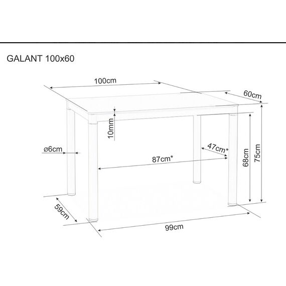 Стол обеденный SIGNAL GALANT белый/белый 100/60, изображение 3
