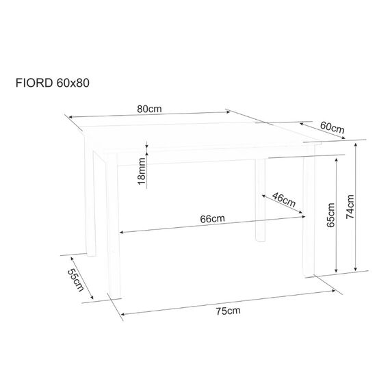 Стол обеденный SIGNAL FIORD белый/белый 80/60, изображение 5