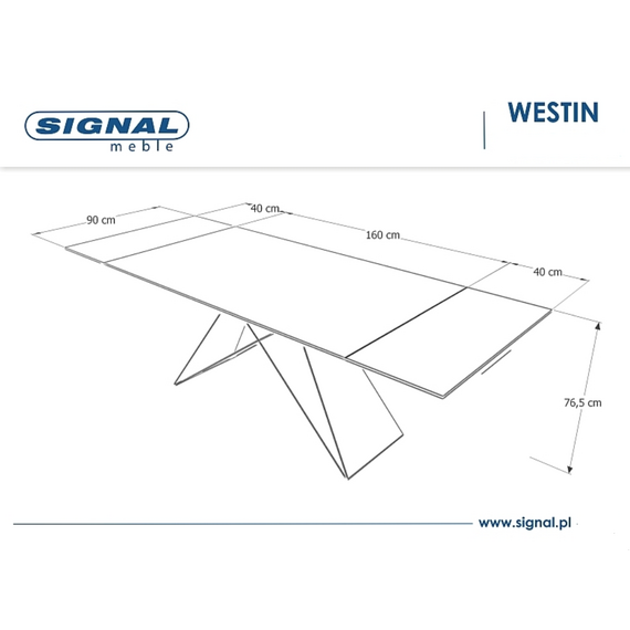 Стол обеденный SIGNAL WESTIN черный матовый 160-240/90, изображение 5