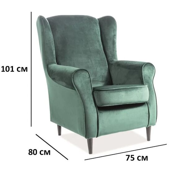 Кресло SIGNAL BARON Velvet Bluvel 78 зеленый/венге, изображение 3