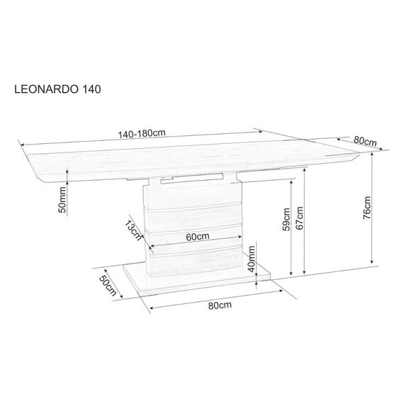 Стол обеденный SIGNAL LEONARDO белый лак/белый лак 140-180/80, изображение 5