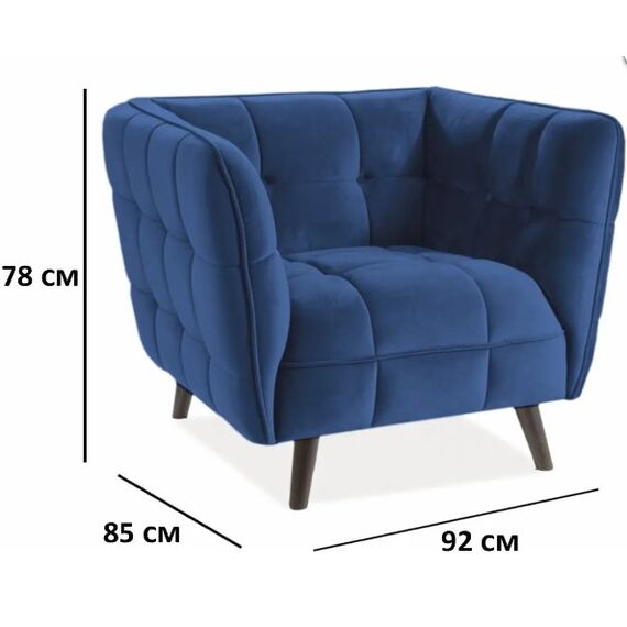 Кресло SIGNAL CASTELLO 1 Velvet Bluvel 86 темно-синий/венге, изображение 4