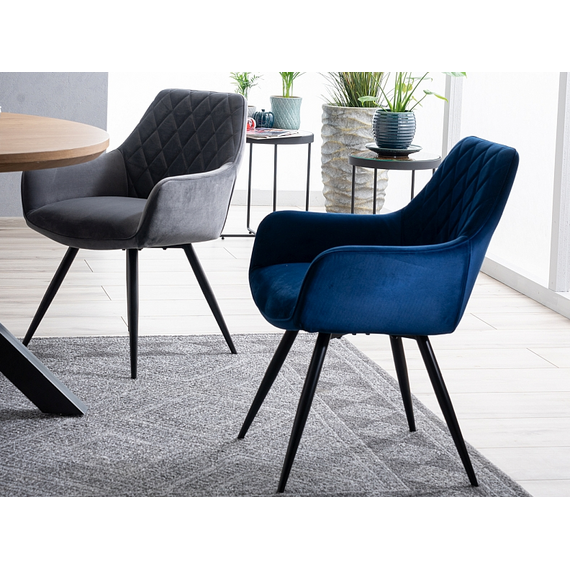 Стул SIGNAL LINEA Velvet Bluvel 86 темно-синий/черный мат, изображение 3