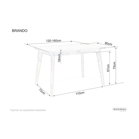 Стол обеденный SIGNAL BRANDO дуб/дуб 120-160/80, изображение 5