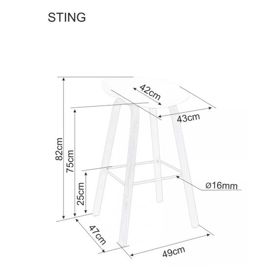 Стул барный SIGNAL STING белый/дуб, изображение 5