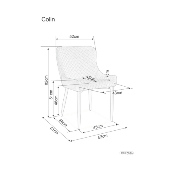 Стул SIGNAL COLIN B Velvet Bluvel 14 серый/черный, изображение 5