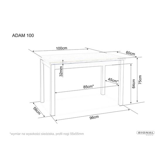 Стол обеденный SIGNAL ADAM дуб артизан/черный 100/60, изображение 4