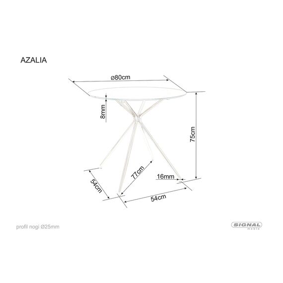 Стол обеденный SIGNAL AZALIA прозрачный/золотой 80, изображение 6