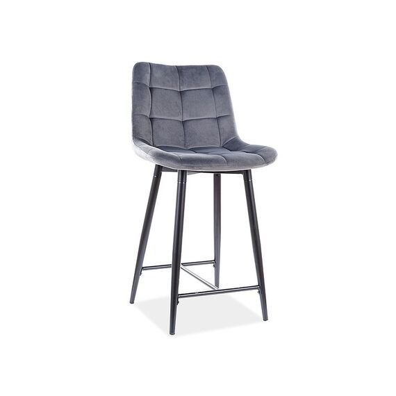 Стул барный SIGNAL CHIC H-2 Velvet Bluvel 14 серый/черный