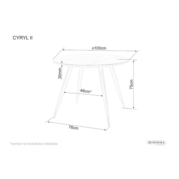 Стол обеденный SIGNAL CYRYL II эффект черного камня/черный/золотой 100, изображение 6
