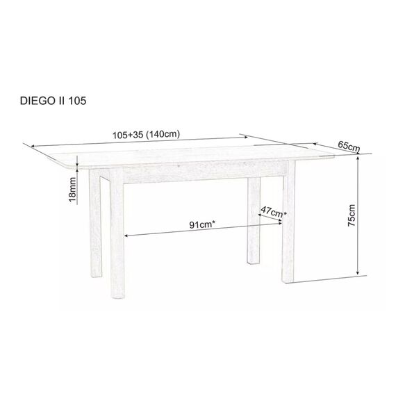 Стол обеденный SIGNAL DIEGO II дуб сонома/дуб сонома 105-140/65, изображение 4