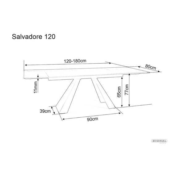 Стол обеденный SIGNAL SALVADORE Ceramic II серый/черный мат 120-180/80, изображение 5