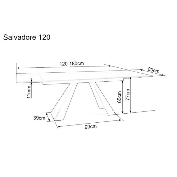 Стол обеденный SIGNAL SALVADORE черный мат/черный мат 120-180/80, изображение 2