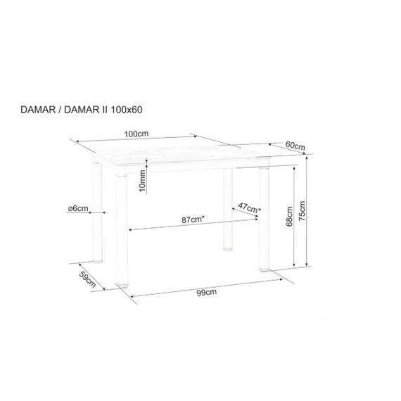 Стол обеденный SIGNAL DAMAR крем 100/60