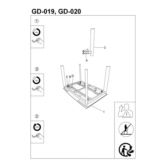 Стол обеденный SIGNAL GD020 белый/хром 80/120 , изображение 4