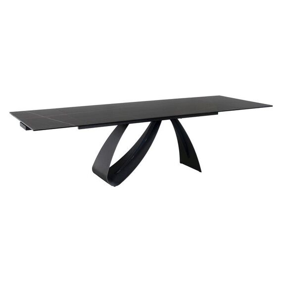 Стол обеденный SIGNAL DIUNA Ceramic Sahara Noir черный мрамор/черный мат 160-240/90