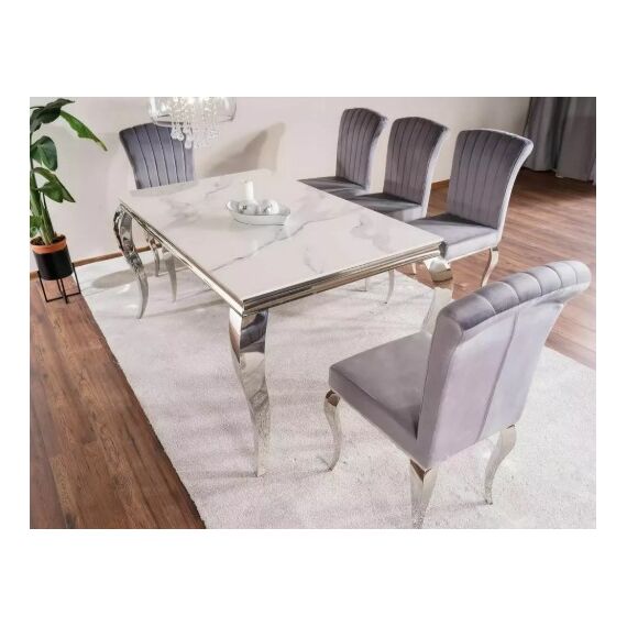 Стол обеденный SIGNAL PRINCE Ceramic Calacatta белый/хром 150/90, изображение 7