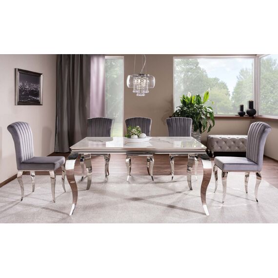 Стол обеденный SIGNAL PRINCE Ceramic Calacatta белый/хром 180/90, изображение 2