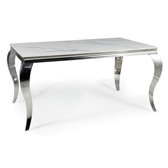 Стол обеденный SIGNAL PRINCE Ceramic Calacatta белый/хром 150/90