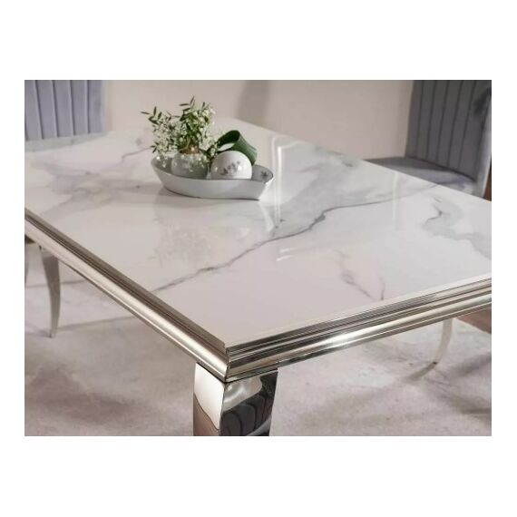 Стол обеденный SIGNAL PRINCE Ceramic Calacatta белый/хром 180/90, изображение 4
