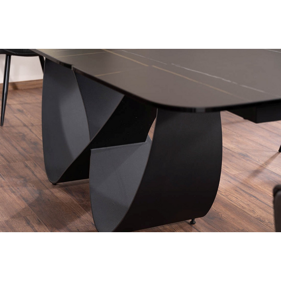 Стол обеденный SIGNAL INFINITY Ceramic Azario black черный/черный мат 160-240/95, изображение 6