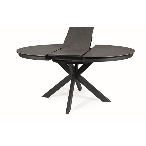 Стол обеденный SIGNAL PORTO Ceramic темно-серый мрамор/черный мат 120-160/120, изображение 7