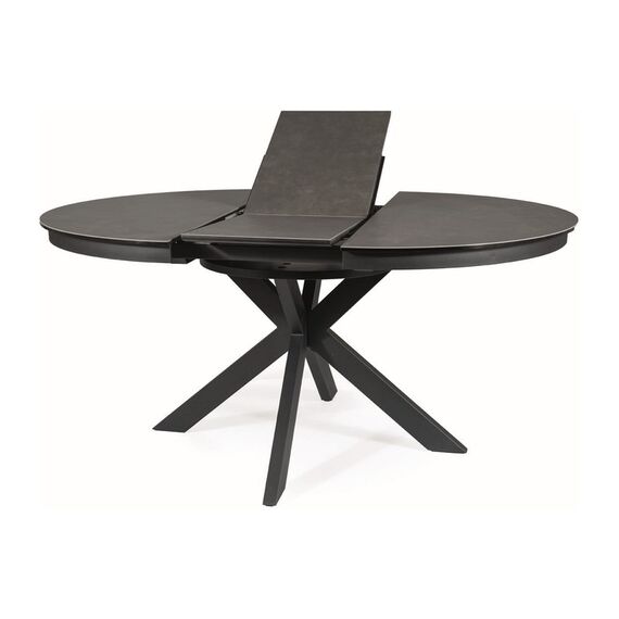 Стол обеденный SIGNAL PORTO Ceramic темно-серый мрамор/черный мат 120-160/120, изображение 2
