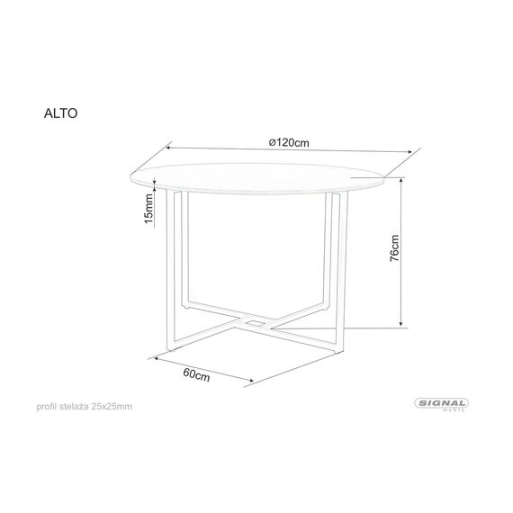 Стол обеденный SIGNAL ALTO дуб/черный 120, изображение 5