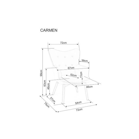 Кресло SIGNAL CARMEN Velvet Bluvel 19 черный/черный мат, изображение 2