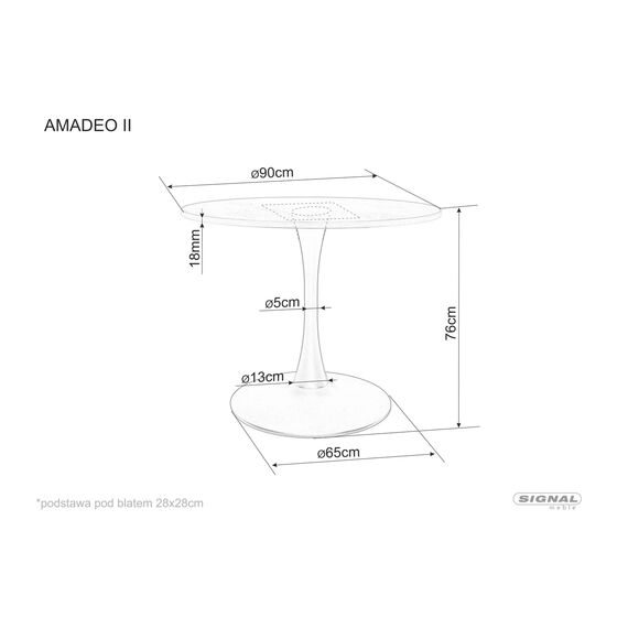 Стол обеденный SIGNAL AMADEO II орех/черный мат 90, изображение 5