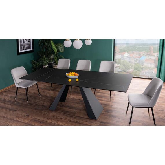 Стол обеденный SIGNAL SALVADORE Ceramic Sahara Noir черный/черный мат 160-240/90, изображение 2