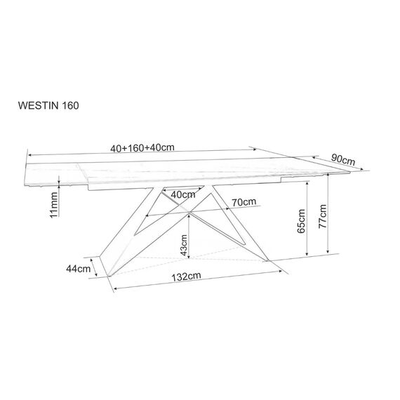 Стол обеденный SIGNAL WESTIN Ceramic эффект дерева/черный мат 160-240/90, изображение 4