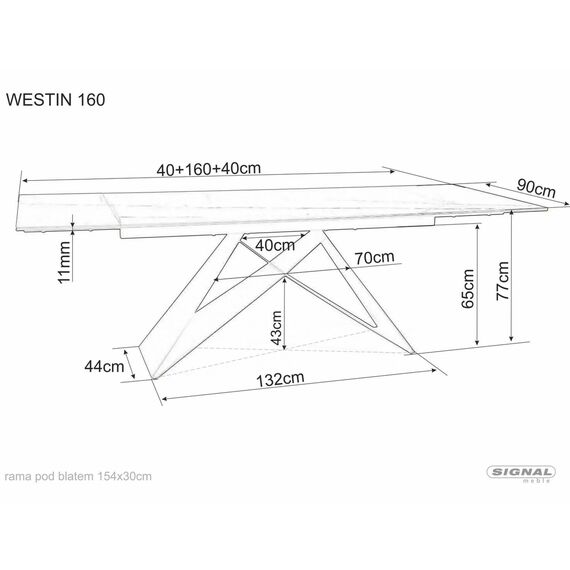 Стол обеденный SIGNAL WESTIN Ceramic Sahara Noir черный/черный мат 160-240/90, изображение 4