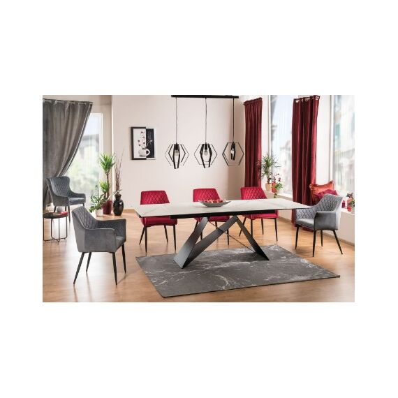 Стол обеденный SIGNAL WESTIN III Ceramic белый мрамор/черный мат 180-260/90, изображение 6